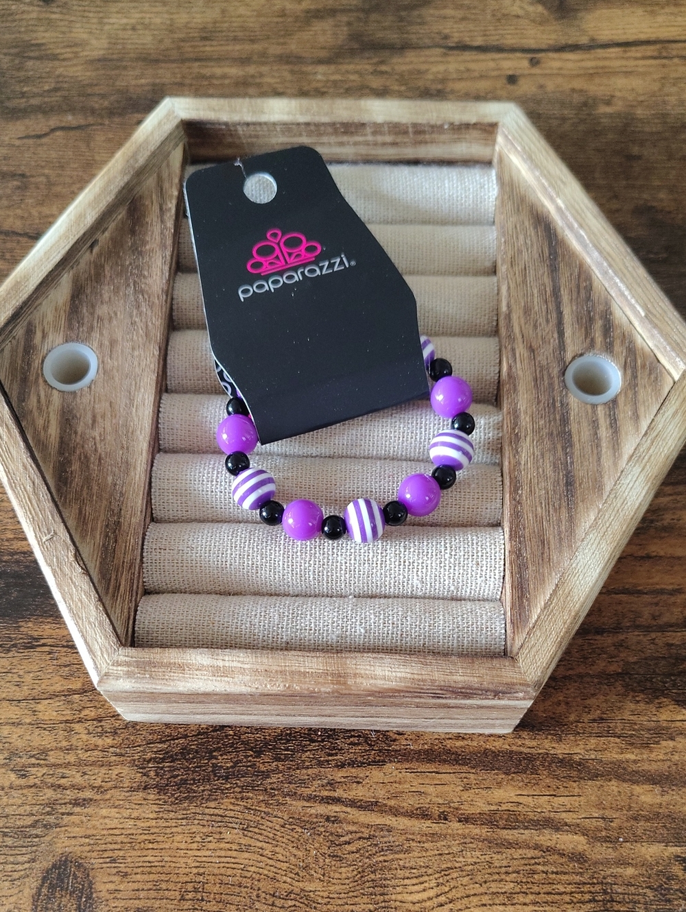 Paparazzi Purple and Black Beaded Bracelet